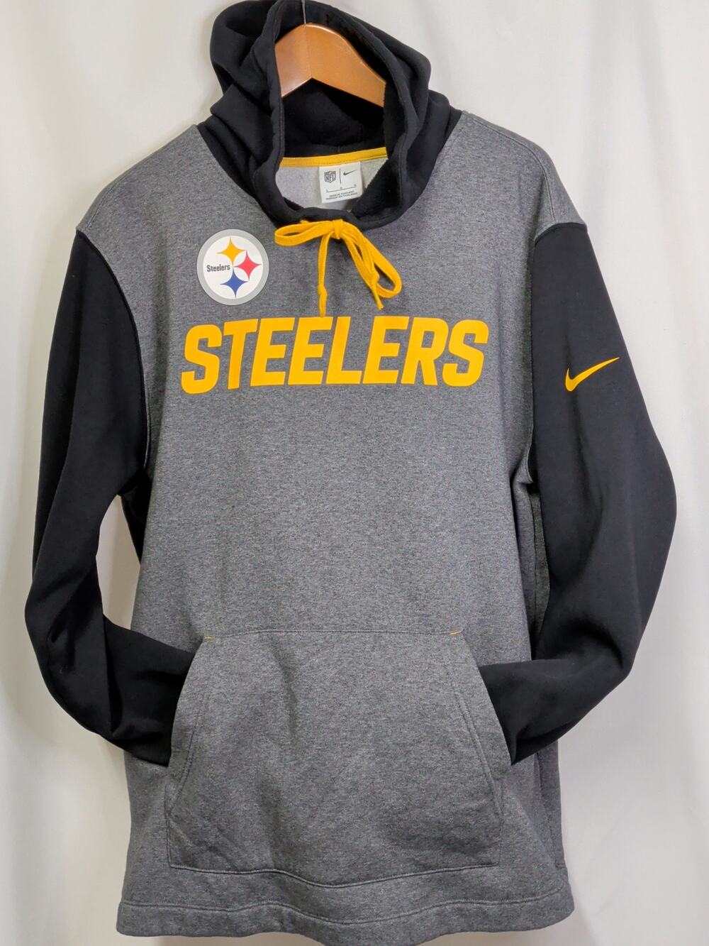NFL Pittsburgh Steelers Gray and Black Hoodie Longline Sweatshirt